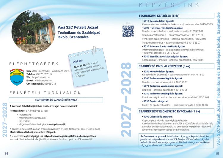 Képzéseink 2027/28 tanév