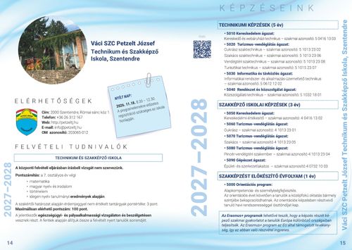 Képzéseink 2027/28 tanév
